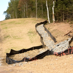 construction site with silt fence